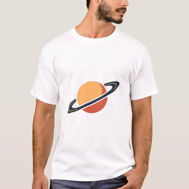 Retro Rocket Ship Orbiting Dark Planet - Outer Spa T-Shirt (Vorderseite)