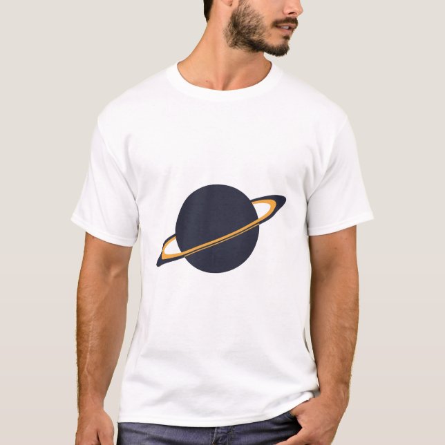 Retro Rocket Ship Orbiting Dark Planet - Outer Spa T-Shirt (Vorderseite)