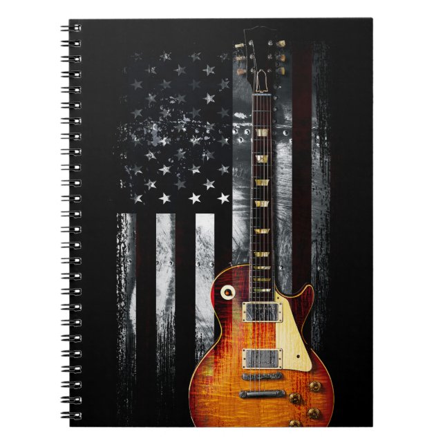 Retro Rock'n'Roll American Flag Guitar Notizblock (Vorderseite)