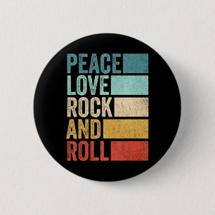 Retro Rocknroll Music Peace Liebe Rock and Roll Button