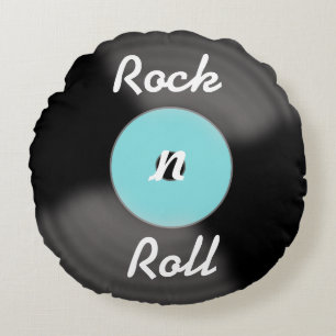 Retro Rock'n'Roll Record Throw-Kissen Rundes Kissen