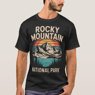 Retro Rocky Mountain National Park Hiking Camping  T-Shirt