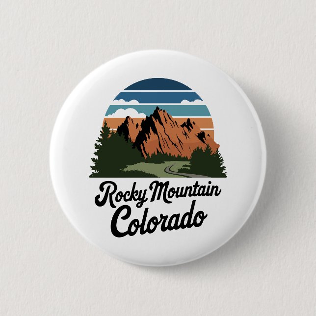 Retro Rocky Mountain Nationalpark Button (Vorderseite)