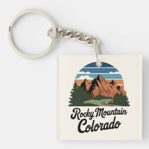 Retro Rocky Mountain Nationalpark Schlüsselanhänger