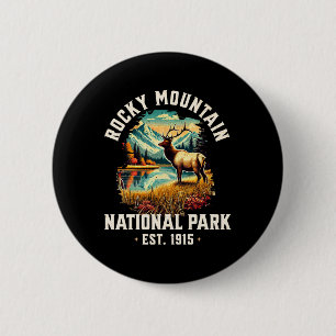 Retro Rocky Mountains Nationalpark Vintage USA Button