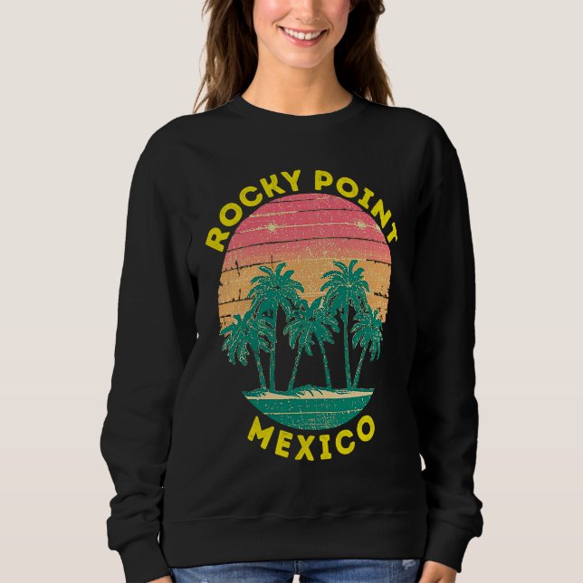 Retro Rocky Point Urlaubs-Souvenir Palme Sweatshirt (Vorderseite)