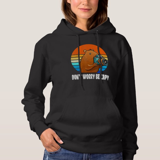 Retro Rodent Capybara Don t Be Worry Be Capy Photo Hoodie (Vorderseite)