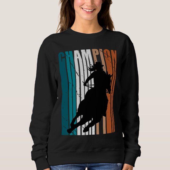 Retro Rodeo Champion Cowgirl Hat On Horse Southern Sweatshirt (Vorderseite)