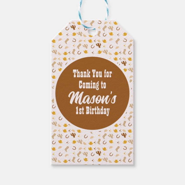 Retro Rodeo Cowgirl Cowboy Bohemisch Geburtstag Geschenkanhänger (Vorderseite)