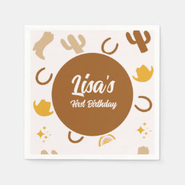 Retro Rodeo Cowgirl Cowboy Boho Birthday Serviette