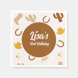 Retro Rodeo Cowgirl Cowboy Boho Birthday Serviette