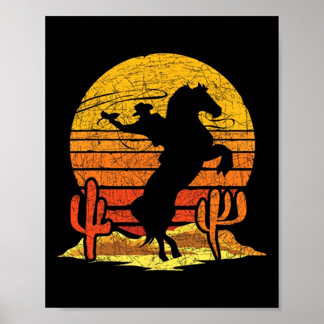 Retro Rodeo Western Reiten Cowbo Poster (Vorne)