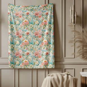 Retro Rokoko Blanket mit grässlichen Blume Fleecedecke