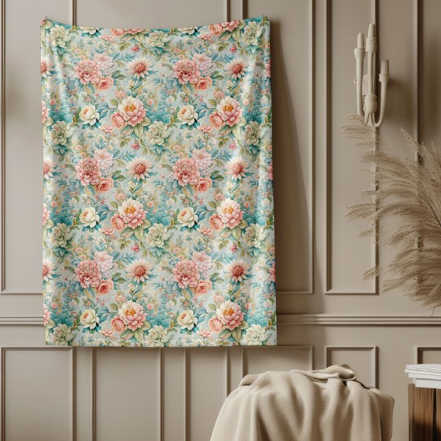 Retro Rokoko Blanket mit grässlichen Blume Fleecedecke (Rerto Rococo Blanket Featuring Graceful Flowers)