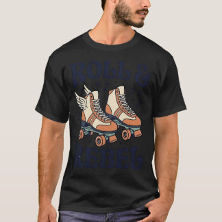 Retro Roll & Rebel geflügelte Rollschuhe Design T-Shirt