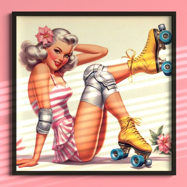 Retro Roller Girl Button Up Poster (Von Creator hochgeladen)
