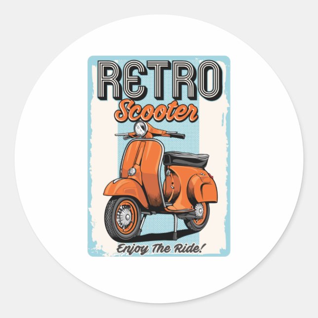 Retro Roller Runder Aufkleber (Vorderseite)