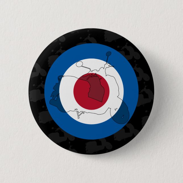 Retro Roller-Silhouette-Abzeichen Button (Vorderseite)