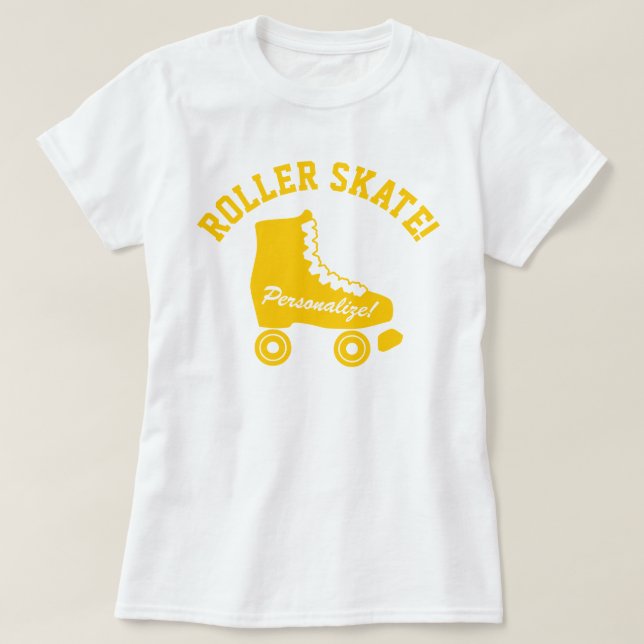 Retro Roller Skate Graphic Yellow T-Shirt (Design vorne)