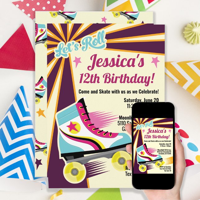 Retro-Roller-Skate-Party Einladung (Von Creator hochgeladen)