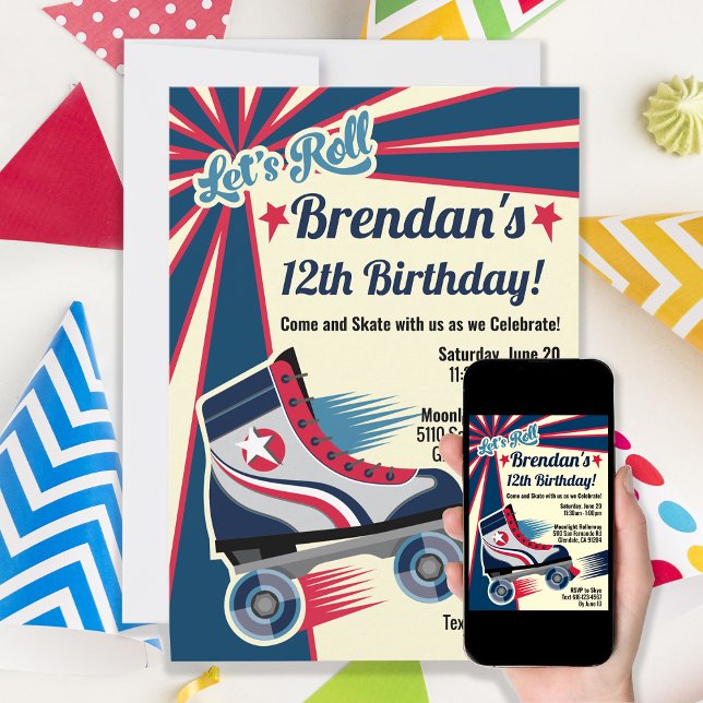 Retro-Roller-Skate-Party Einladung (Von Creator hochgeladen)