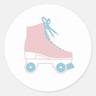 Retro Roller-Skate Pink Blue Painting Stickers