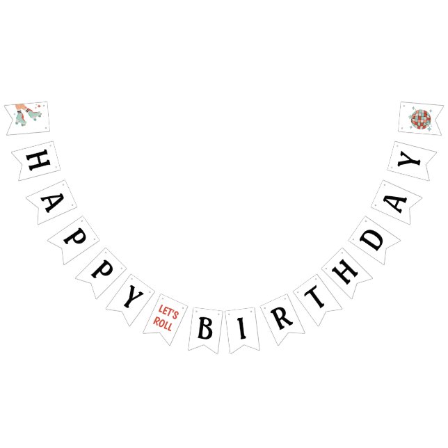 Retro Roller Skaten Birthday Banner (Alle)