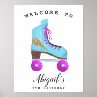 Retro Roller Skaten Birthday Party Begrüßungszeich