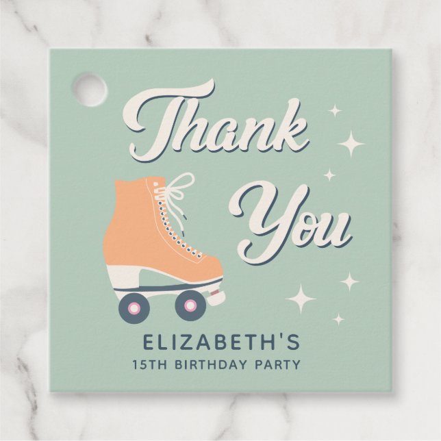 Retro Roller Skaten Birthday Party Danke Geschenkanhänger (Vorderseite)