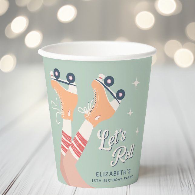 Retro Roller Skaten Birthday Party Pappbecher (Von Creator hochgeladen)