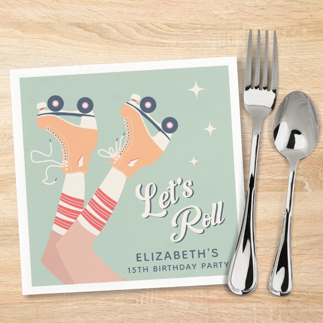 Retro Roller Skaten Birthday Party Serviette (Von Creator hochgeladen)