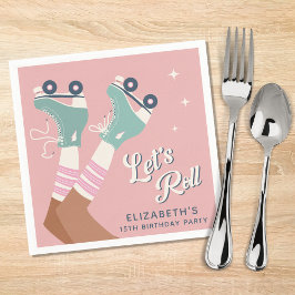 Retro Roller Skaten Birthday Party Serviette