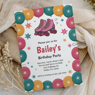 Retro Roller Skaten Geburtstag Einladung