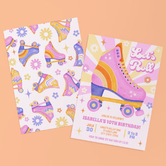 Retro-Roller-Skaten-Party Einladung