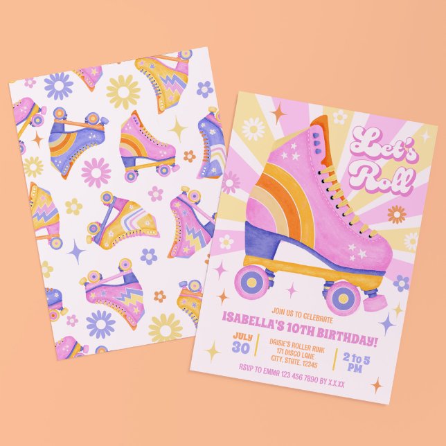 Retro-Roller-Skaten-Party Einladung (A fun and bright invitation with a hint of retro!)