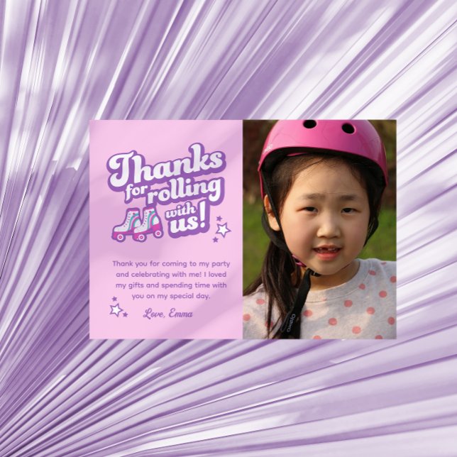 Retro Roller Skaten Party Foto Vielen Dank Dankeskarte (Von Creator hochgeladen)