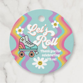 Retro Roller Skaten Rainbow Birthday Favor Tags Geschenkanhänger