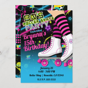 Retro Roller Skaten Skate Birthday Party Inv. Einladung