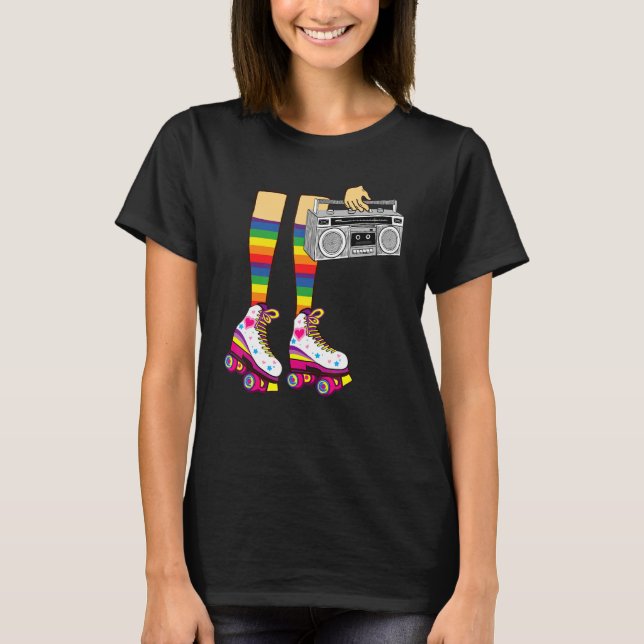Retro Rollerskates  80's Roller Disco Skating Girl T-Shirt (Vorderseite)