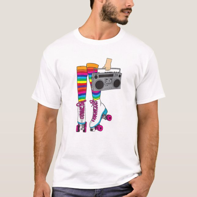 Retro Rollerskates Funny 80's Roller Disco Skaten T-Shirt (Vorderseite)