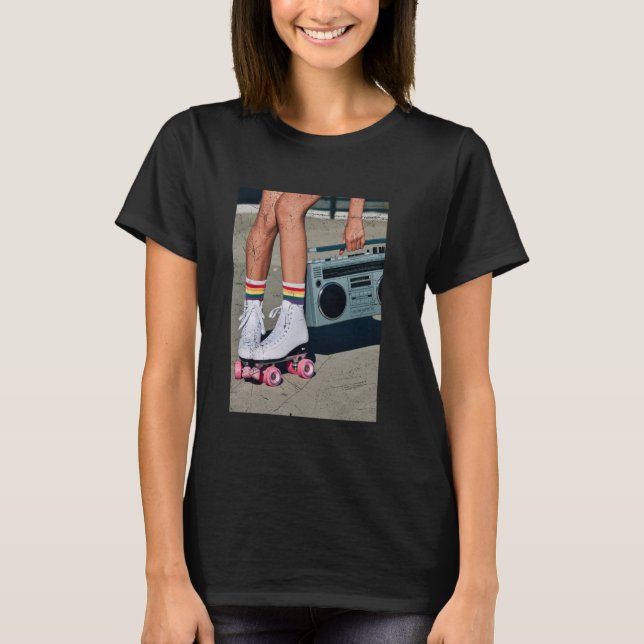 Retro Rollerskates Funny 80's Roller Disco Skaten T-Shirt (Vorderseite)