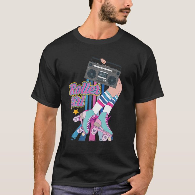 Retro Rollerskates Funny 80's Roller Disco Skaten T-Shirt (Vorderseite)