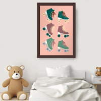 Retro Rollerskates Green Dusty Pink Groovy Cool