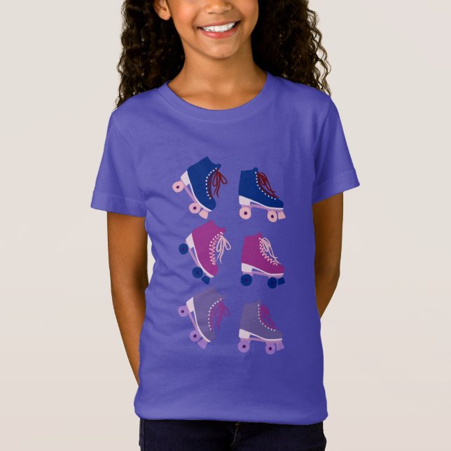 Retro Rollerskates Lila rosa T-Shirt (Vorderseite)