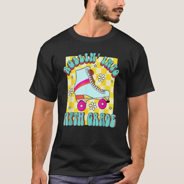 Retro Rollin' Into Fifth Grade Roller Skate Back T T-Shirt (Vorderseite)