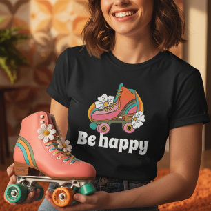 Retro-Rollschuh 'Daisy Be Happy'-Grafik aus den 70 T-Shirt