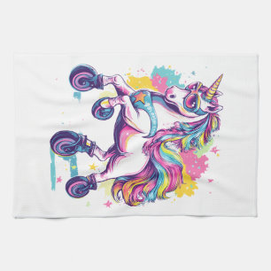 Retro-Rollschuh-Einhorn (1) Geschirrtuch