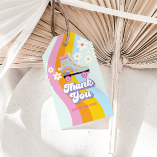 Retro-Rollschuh-Geburtstagsgeschenk-Tags Regenboge Geschenkanhänger