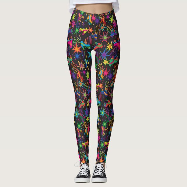 Retro-Rollschuhbahn Leggings (Vorderseite)