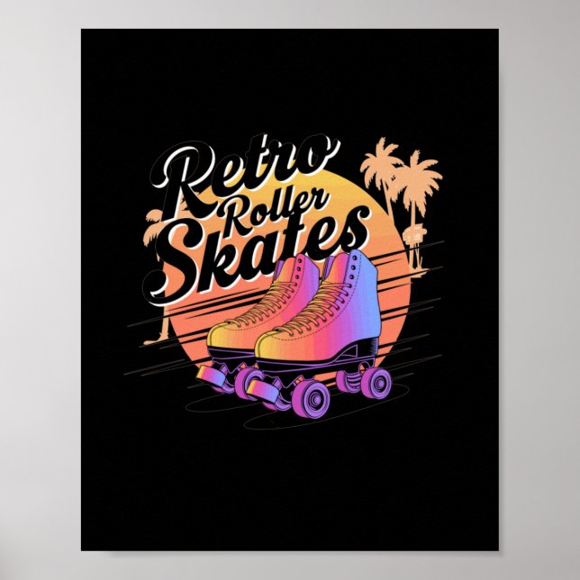 Retro-Rollschuhe - 80er-Vibes-Aufkleber  Poster (Vorne)